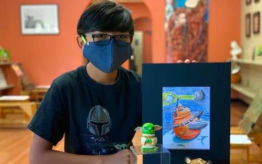 a man wearing a mask