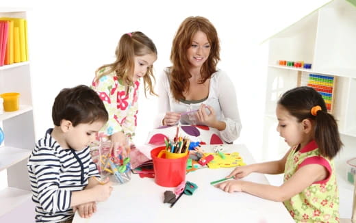 a person and several children