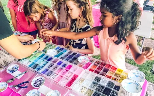 a group of people painting