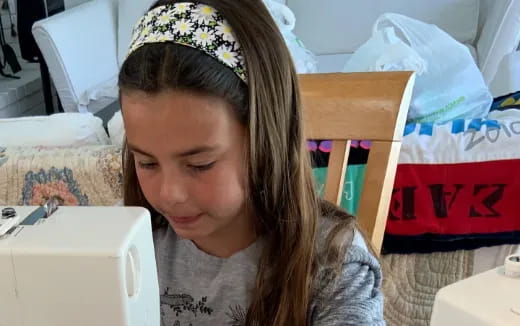 a girl with a headband