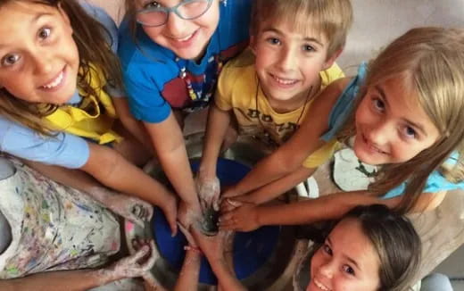 a group of children smiling