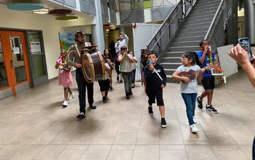 a group of people playing instruments