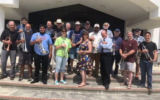 a group of people standing together