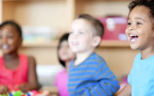 a group of children laughing