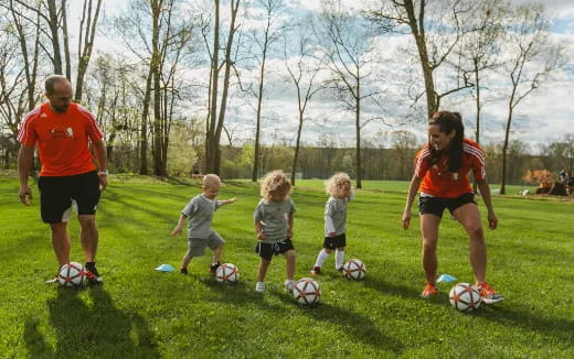 a family playing football