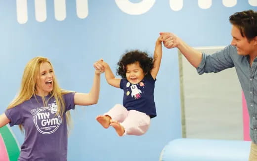 a group of people jumping