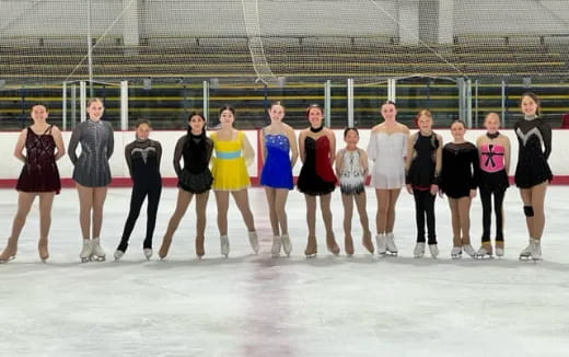 a group of people on ice
