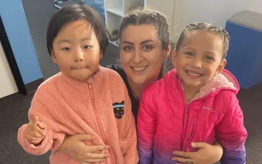 a person and two children