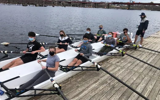 a group of people in a boat