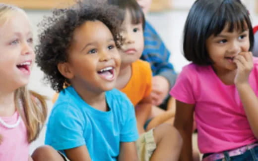 a group of children laughing