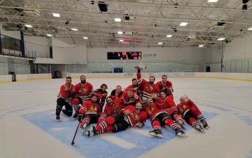 a group of people wearing hockey uniforms