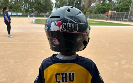 a person wearing a helmet