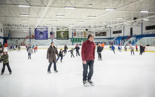 a group of people on ice
