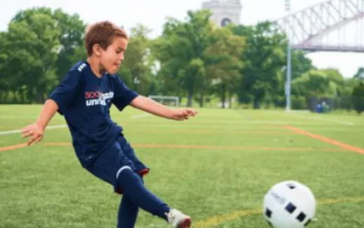 a boy playing football