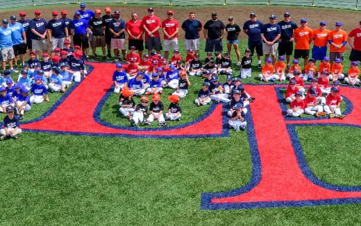 a group of people on a field