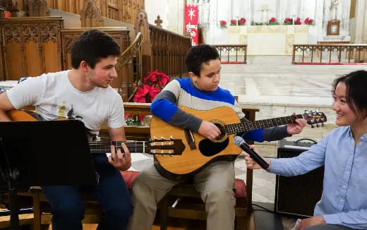 a group of people playing instruments
