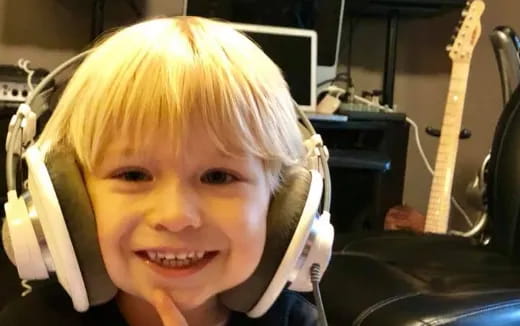 a child wearing headphones