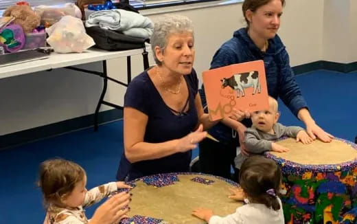 a person and a couple of children