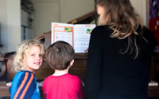 a person and two children