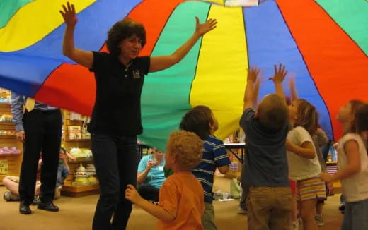 a person holding a flag