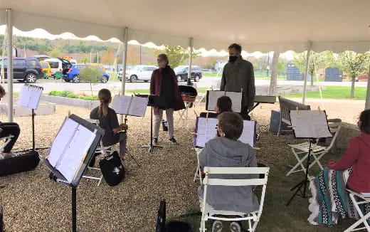 a group of people at an outdoor event