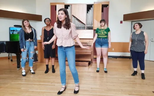 a group of women in a room