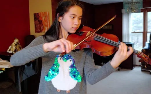 a person playing a violin