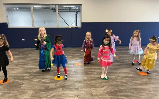 a group of children dancing