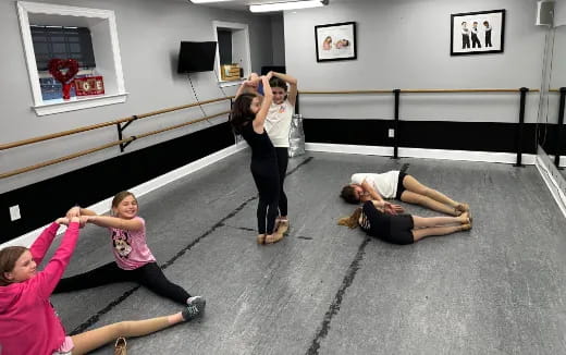 a group of people exercising