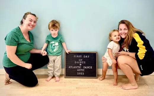 a woman and several children