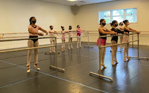 a group of women in a gym
