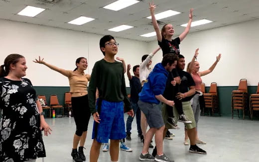 a group of people dancing