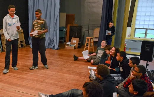 a group of people in a room