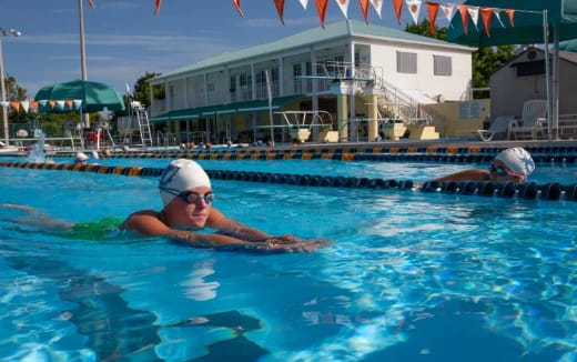 a person in a pool