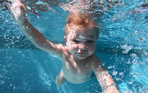 a person in a pool