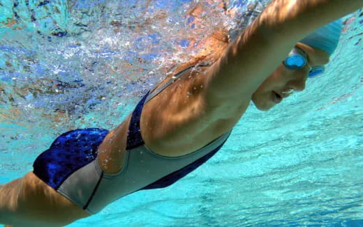 a person swimming underwater