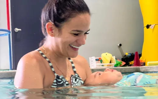 a woman in a pool