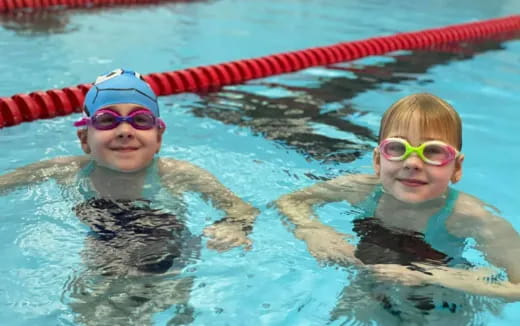 two children in a pool