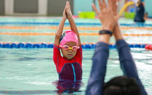 a person in a pool