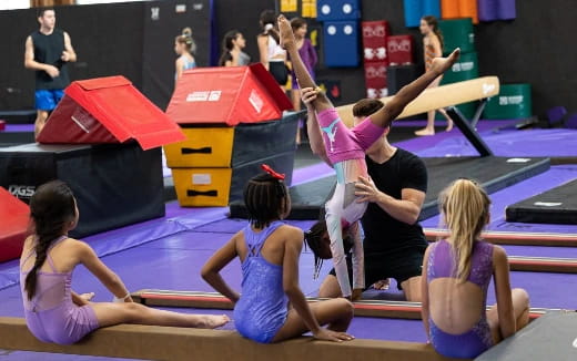 a group of people exercising