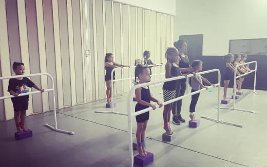 a group of girls exercising