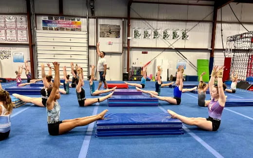 a group of people exercising