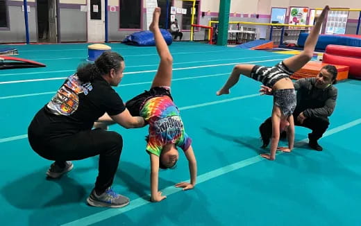 a group of people exercising