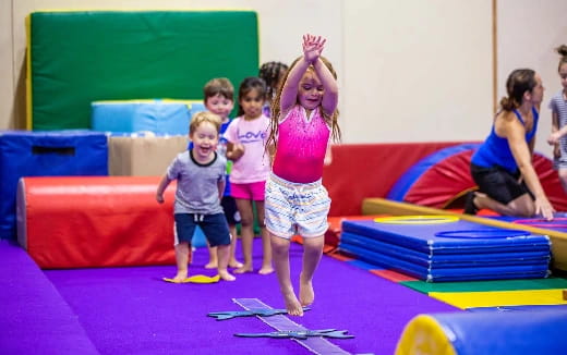 a group of children in a gym