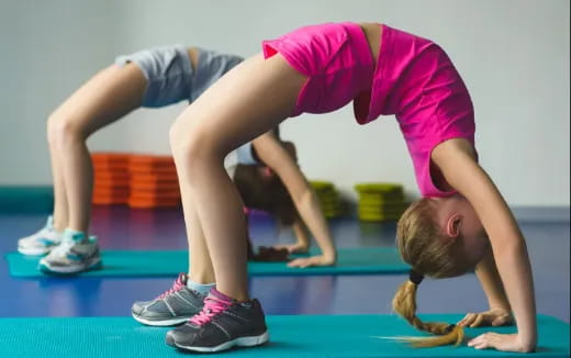 a woman doing yoga