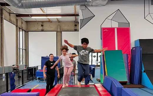 a group of people exercising