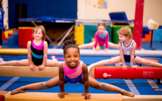 a group of girls in a gym