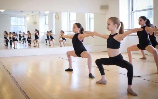 a group of girls exercising