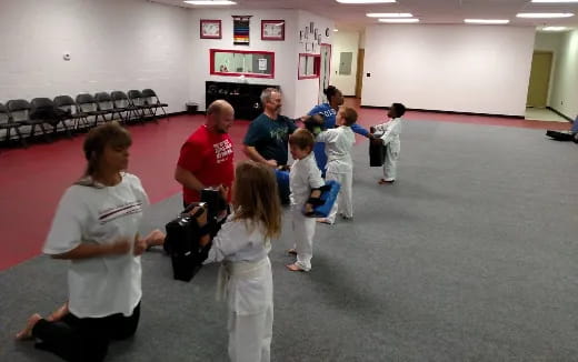 a group of people in a room