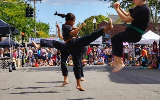 a couple of men dancing